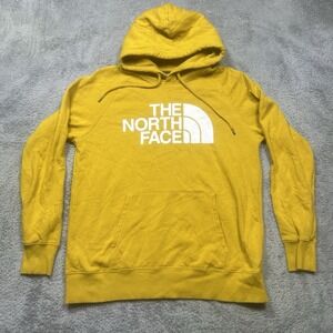 The North Face Half Dome Hoodie Women's M Yellow White Hooded Sweatshirt Outdoor